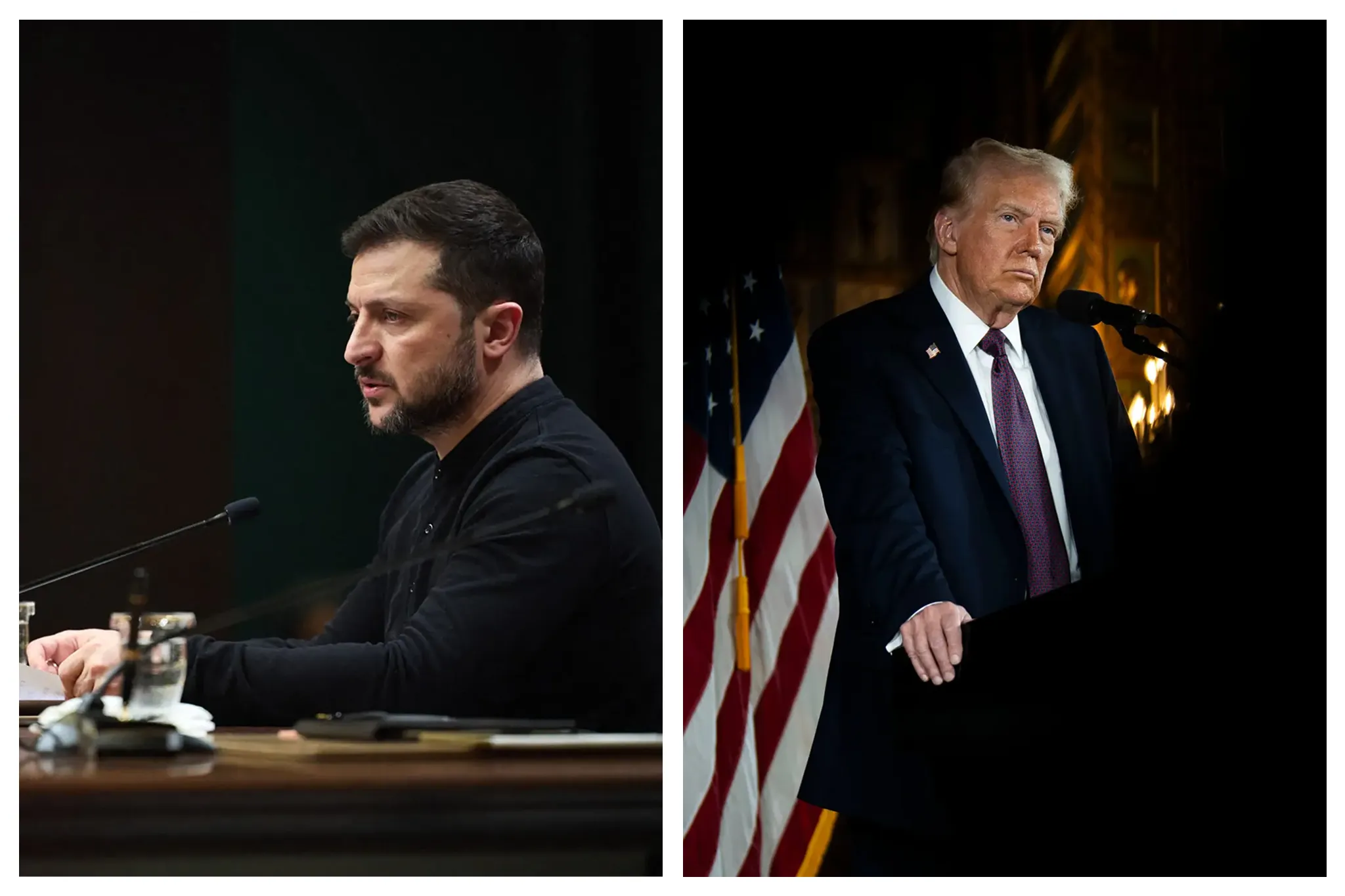 Президент України Володимир Зеленський під час перебування в Туреччині; Дональд Трамп виступає в Mar-A-Lago. 